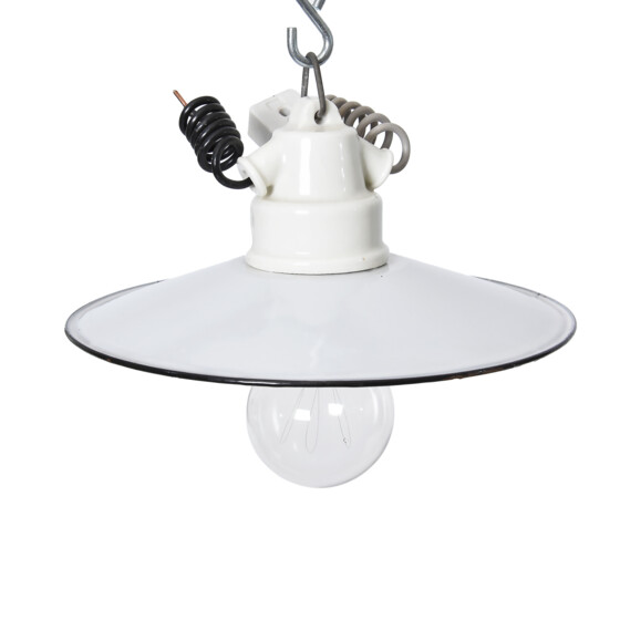 Keller- oder Estrichlampe, Emaille und Keramik von BAG